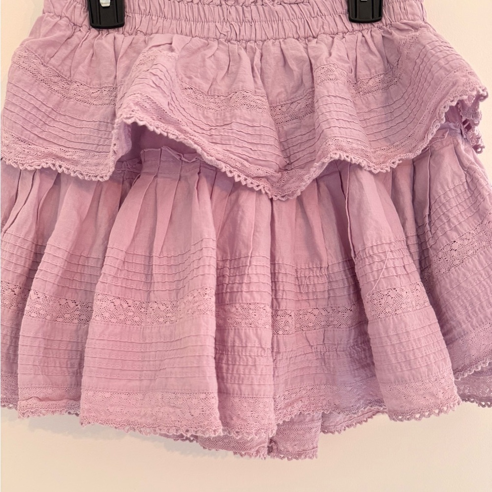 LoveShackFancy Lavender Layered Lace Skirt